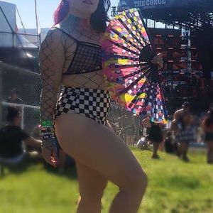 Rainbow Fishnet bodysuit
